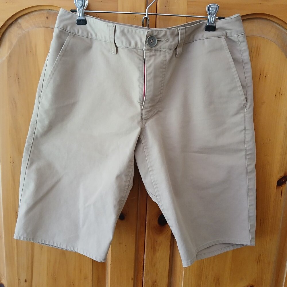 Adidas Mens Cotton Flex Stretch Button Closure Chino Shorts Size 30, Khaki, EUC